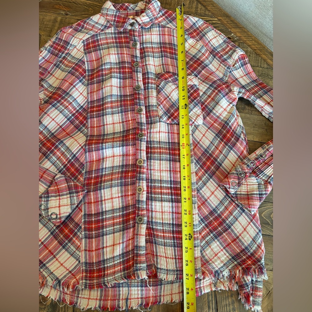 Free People Juniper Ridge Plaid Herringbone button down shirt - Picture 6 of 7